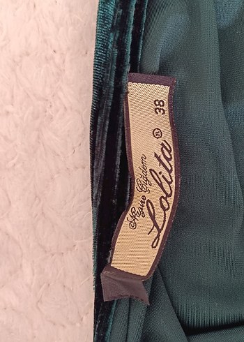 Koyu Yeşil Kadife Elbise - Görsel 5