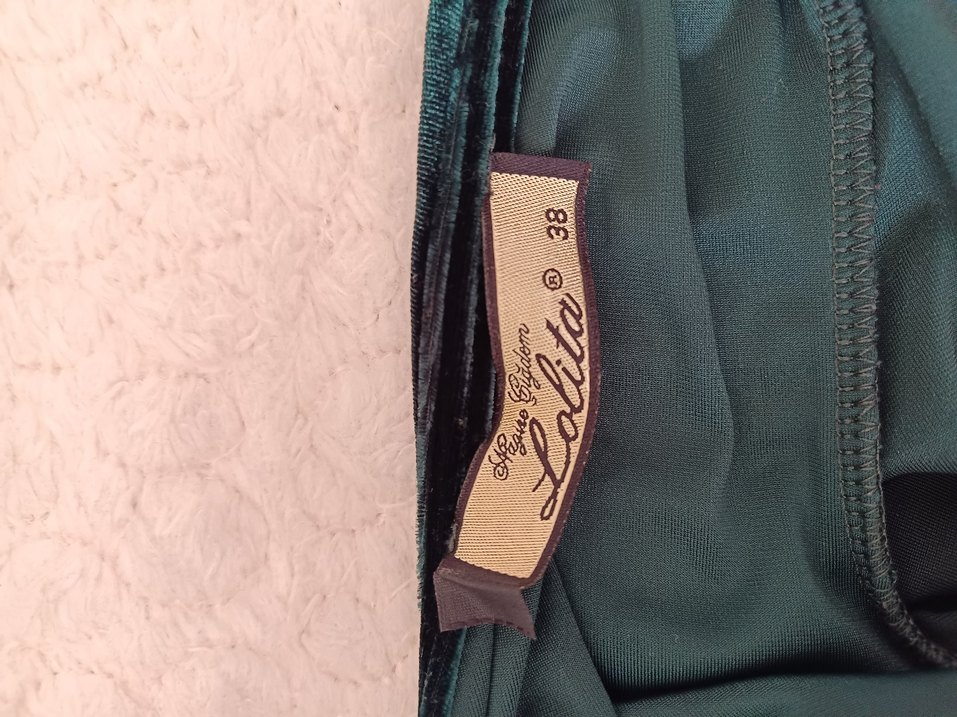 Koyu Yeşil Kadife Elbise - Görsel 5