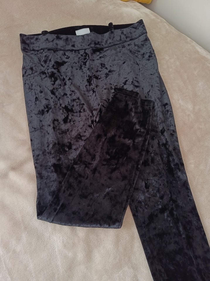 Siyah Kadife Görünümlü Kadın Pantolon - Görsel 2