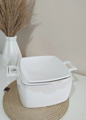 Beyaz Kare Kapaklı Porselen Tencere - Görsel 4