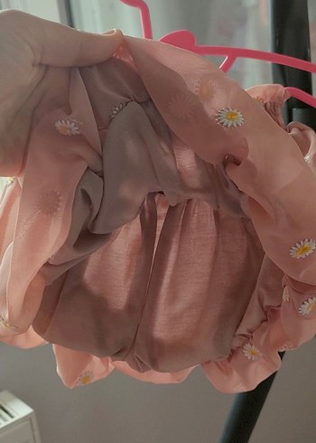 Kız Çocuk Nakışlı Pembe Fırfırlı Elbise - Görsel 4