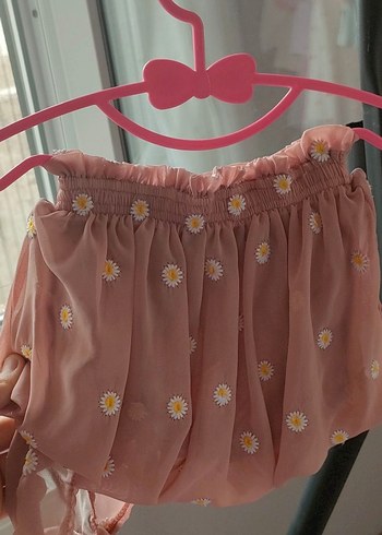 Kız Çocuk Nakışlı Pembe Fırfırlı Elbise - Görsel 3