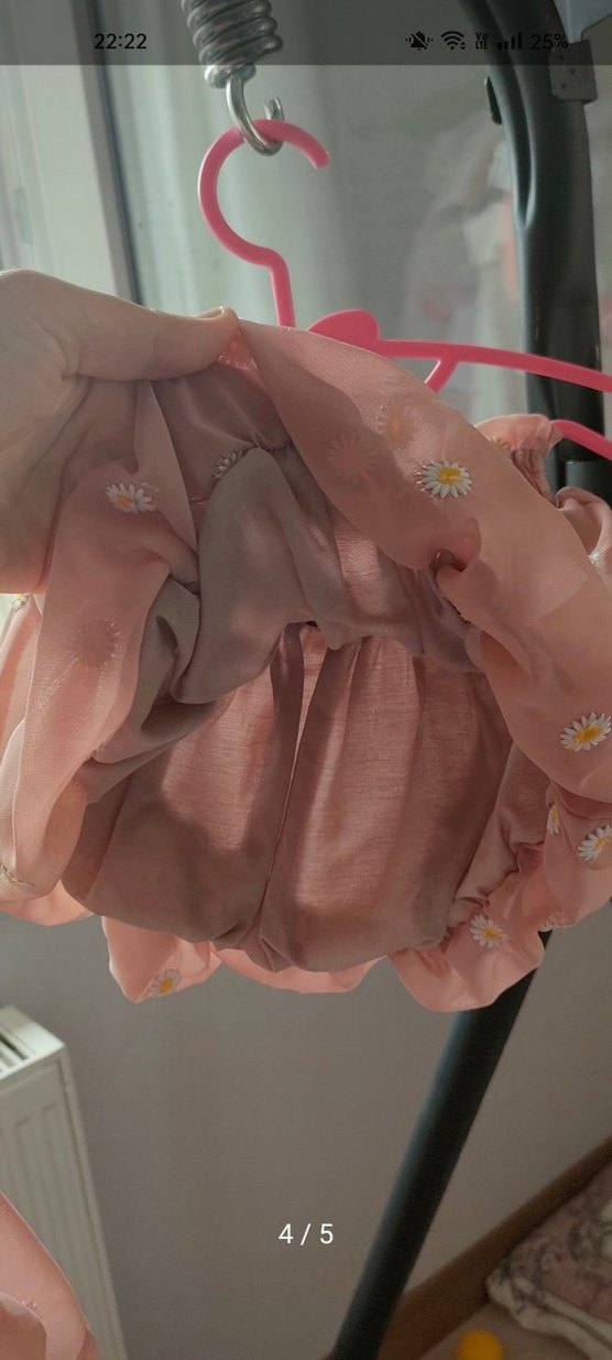 Kız Çocuk Nakışlı Pembe Fırfırlı Elbise - Görsel 4