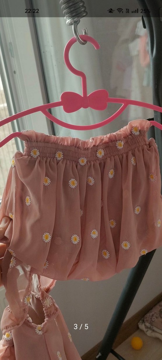 Kız Çocuk Nakışlı Pembe Fırfırlı Elbise - Görsel 3