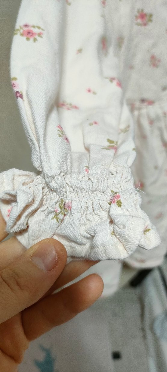 Kız Çocuk Beyaz Çiçekli Uzun Kollu Elbise - Görsel 5