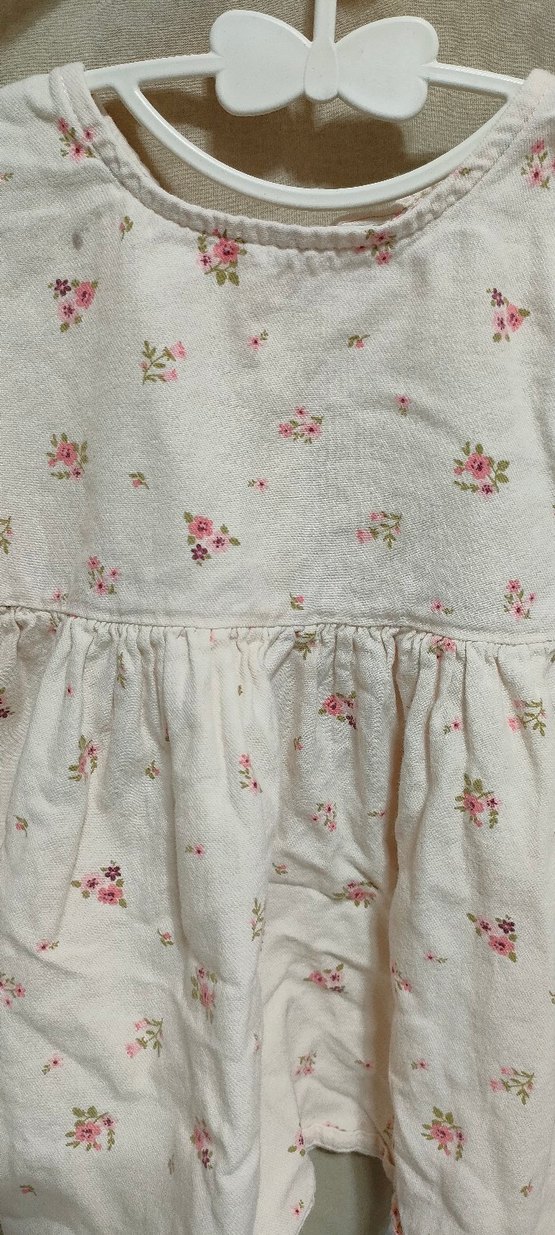 Kız Çocuk Beyaz Çiçekli Uzun Kollu Elbise - Görsel 2