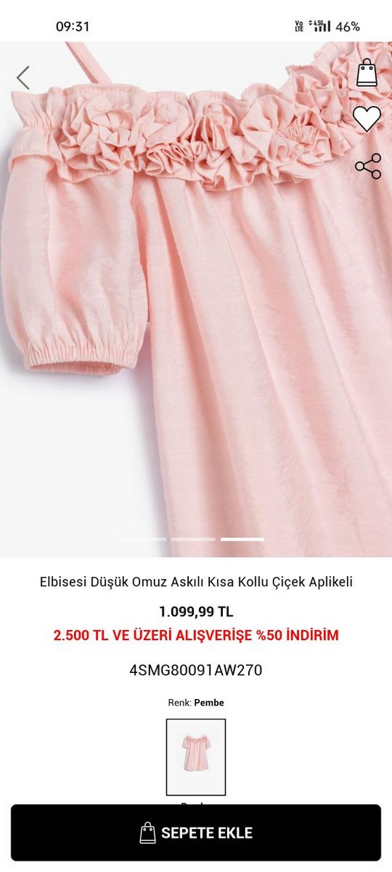 Kız Çocuk Pembe Keten Kısa Kollu Elbise - Görsel 3