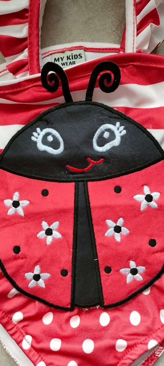 Nakışlı Uğur Böceği Desenli Kız Mayo - Görsel 3