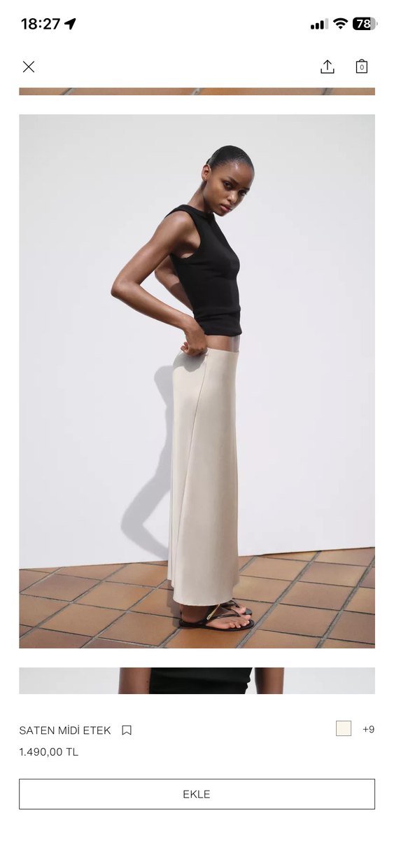 Kadın Bej  Uzun Etek - Görsel 2