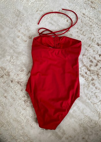 Kırmızı İnce Askılı Kadın Mayo - Görsel 2