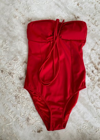 Kırmızı İnce Askılı Kadın Mayo - Görsel 3