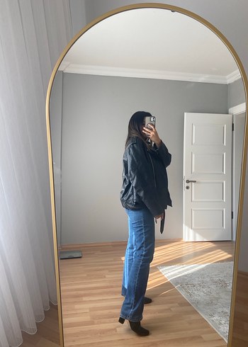 Siyah Deri Kadın Biker Ceket - Görsel 3