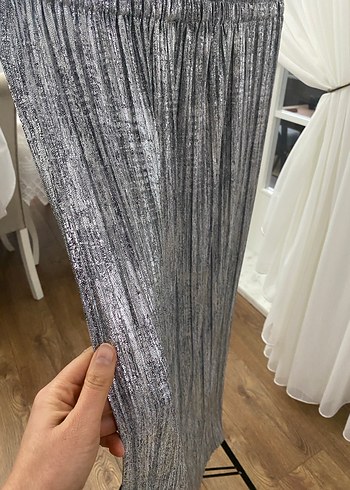 Gri Pilili Uzun Kadın Etek - Görsel 3