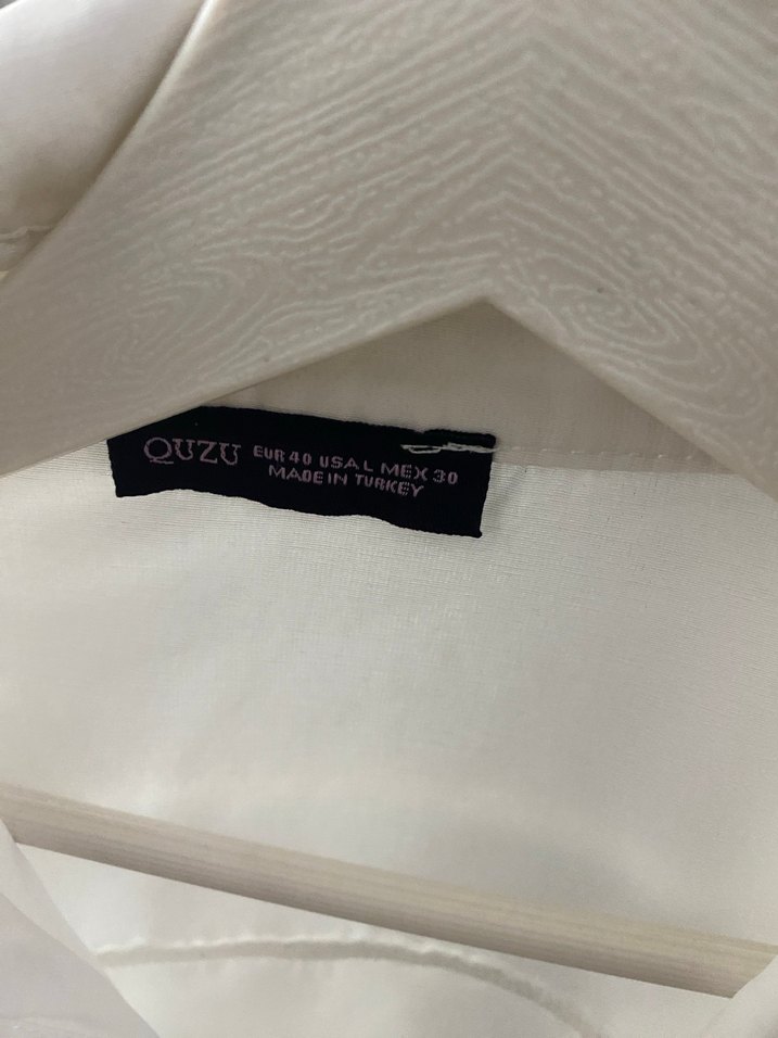 Drapeli Beyaz Keten Kadın Gömlek - Görsel 2