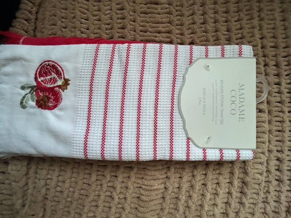 Kırmızı Nakışlı Bohem Mutfak Havlusu - Görsel 3