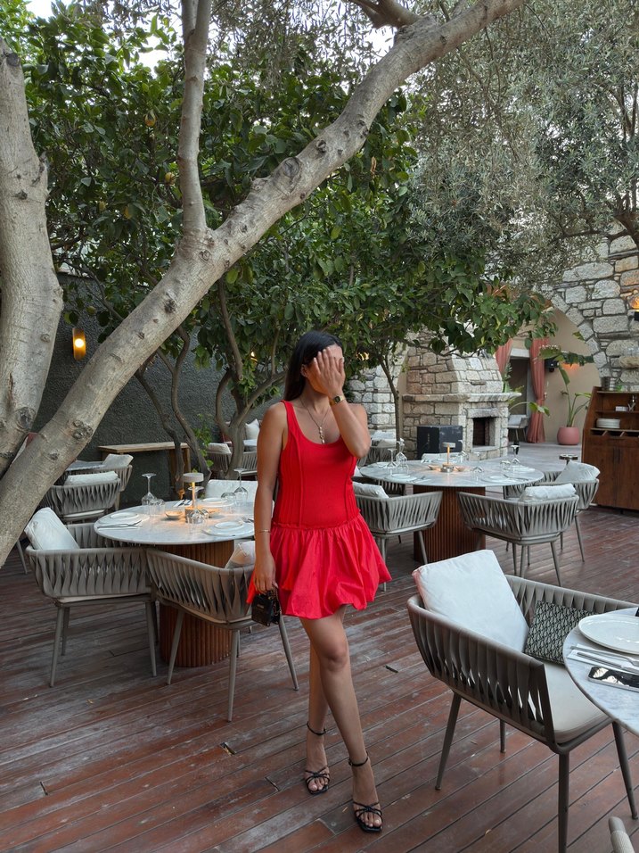 Kırmızı Mini Kolsuz Elbise - Görsel 4