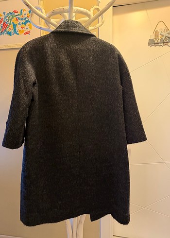 Düğmeli Gri Midi Kadın Kaban - Görsel 2