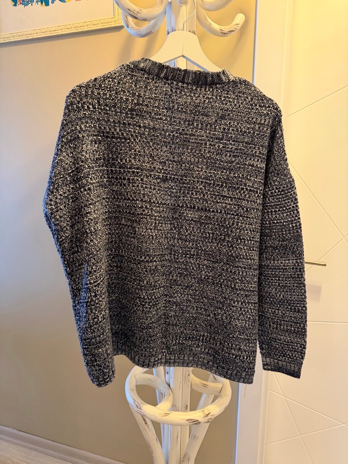 Gri Örgü Kadın Hırka Midi Boy - Görsel 2