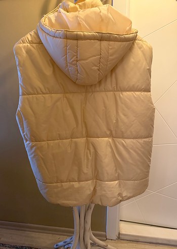 Bej Kapüşonlu Fermuarlı Kadın Yelek - Görsel 2