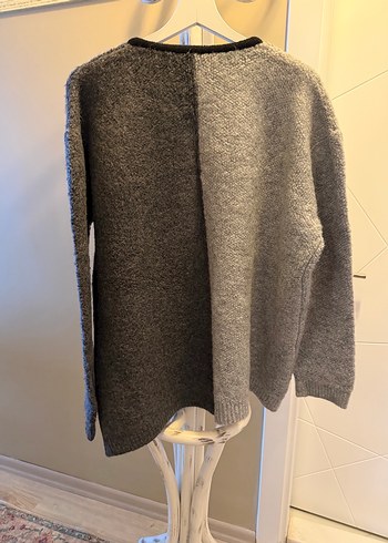 Gri Düğmeli Midi Kadın Hırka - Görsel 2