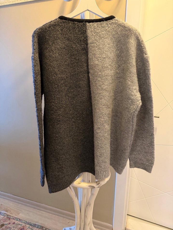 Gri Düğmeli Midi Kadın Hırka - Görsel 2