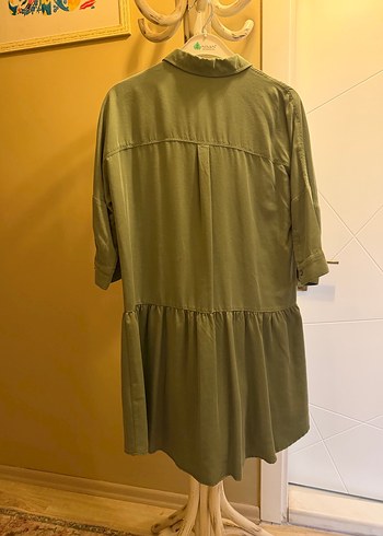 Kadın Haki Keten Midi Tunik - Görsel 2