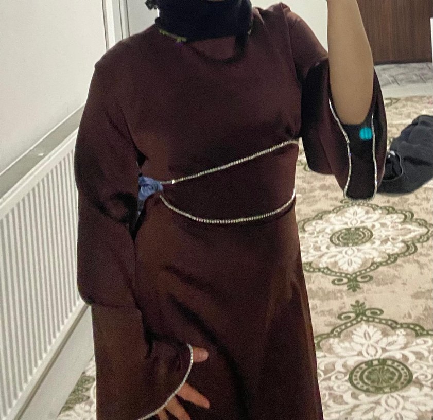 Kahverengi Uzun Kadın abiye - Görsel 4