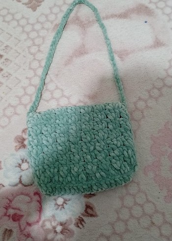 Turkuaz Örgü Bohem Kadın Çanta - Görsel 2