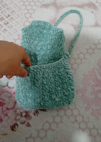 Turkuaz Örgü Bohem Kadın Çanta - Görsel 3