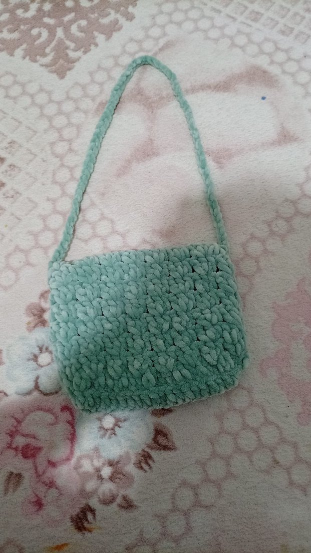 Turkuaz Örgü Bohem Kadın Çanta - Görsel 2