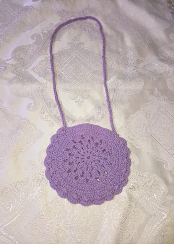 Mor Dantel Çiçekli Bohem Kız Çantası - Görsel 2