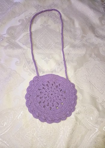 Mor Dantel Çiçekli Bohem Kız Çantası - Görsel 4
