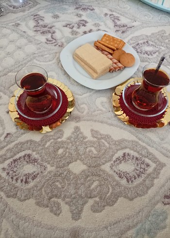 Bohem Bordo El Örgüsü Dekoratif Nihale Çay Altlığı - Görsel 2