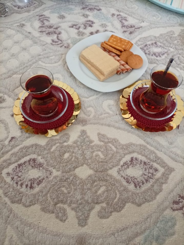 Bohem Bordo El Örgüsü Dekoratif Nihale Çay Altlığı - Görsel 2