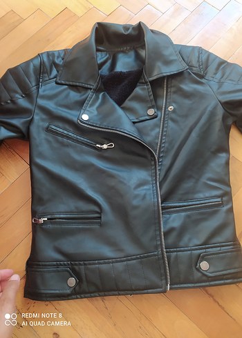 Siyah Biker Kadın Deri Ceket