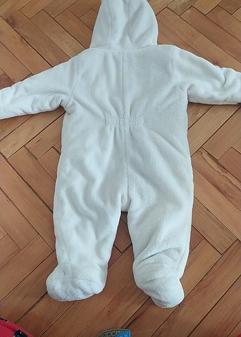 Kız Bebek Beyaz Kürklü Nakışlı Tulumu - Görsel 8
