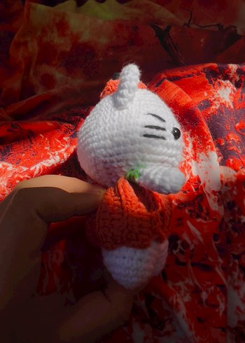 Beden turuncu Renk El Yapımı Amigurumi Hello Kitty