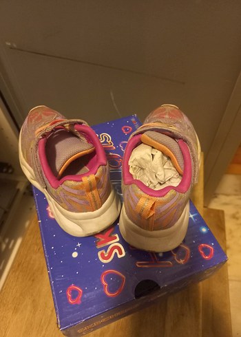 25 Beden Kız Çocuk Pembe Desenli Cırt Cırtlı Spor Ayakkabı