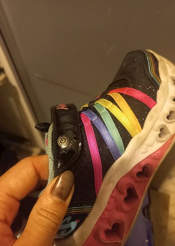 27 Beden Renkli Kız Çocuk Spor Ayakkabı Velcro Bağlı