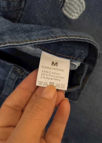 m Beden Çiçek Nakışlı Renkli Kadın Kot Pantolon