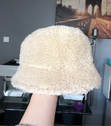 Diğer Ekru peluş kova şapka bucket hat