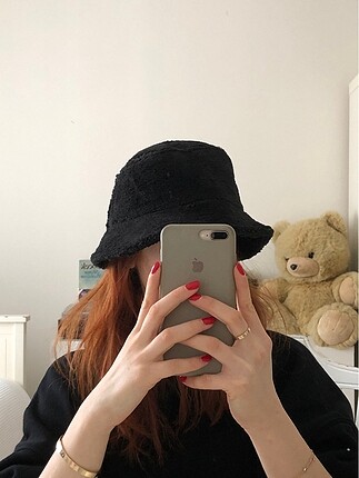 Diğer Siyah peluş kova şapka bucket hat