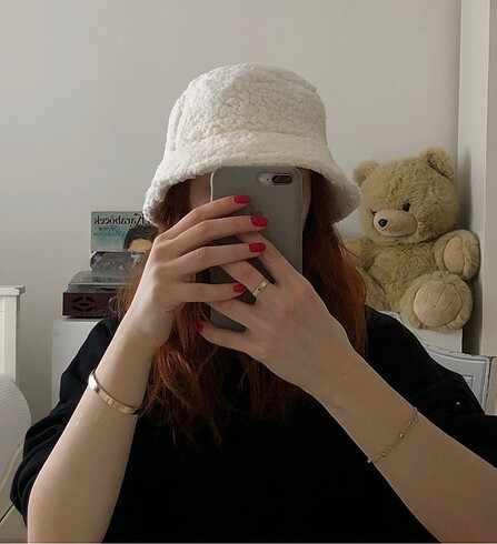 American Vintage Siyah ve bej kova şapka bucket hat