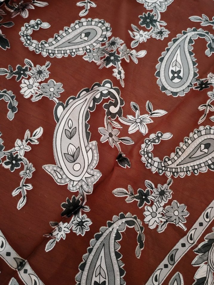 Bordo Bohem Desenli Kadın baş örtüsü - Görsel 4