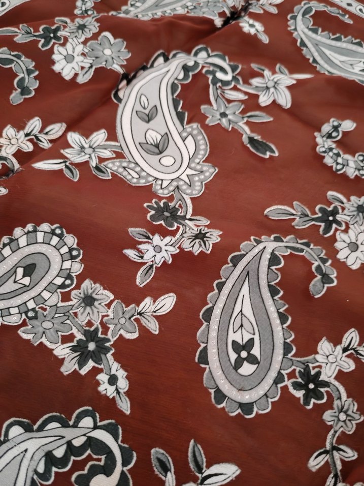 Bordo Bohem Desenli Kadın baş örtüsü - Görsel 3