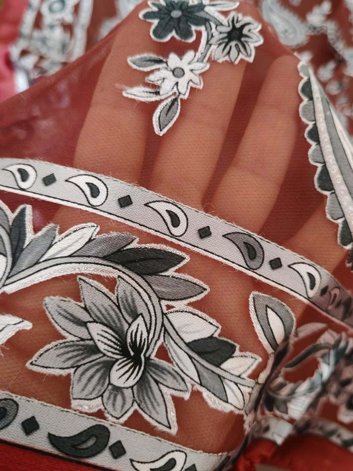 Bordo Bohem Desenli Kadın baş örtüsü - Görsel 5