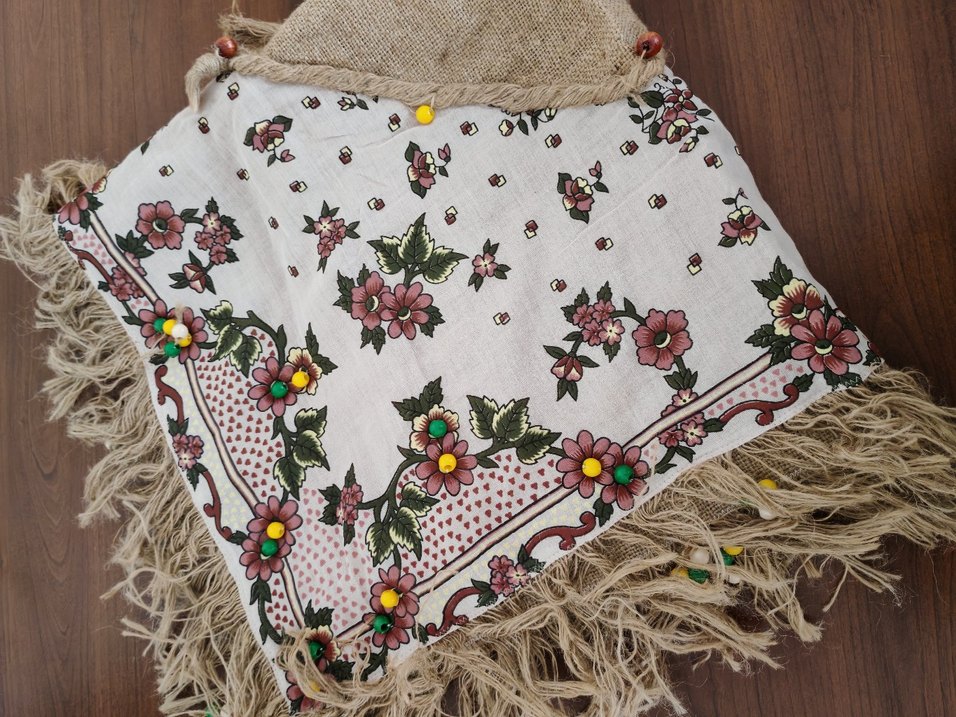 Bej Bohem Püsküllü hasır masa örtüsü - Görsel 5