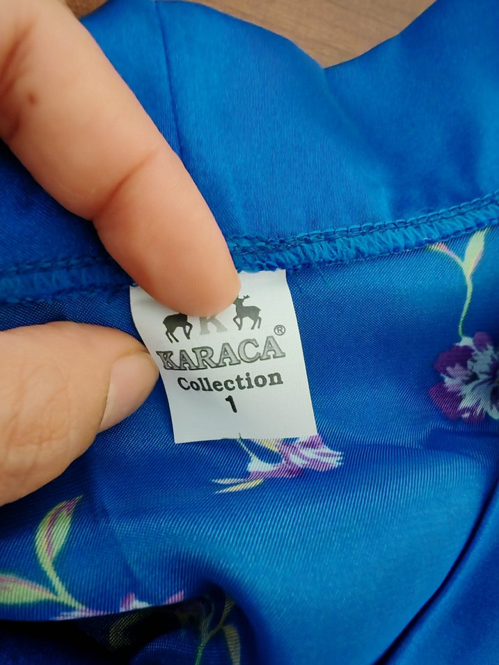 Mavi Uzun Kollaksız Bohem Kadın gecelik ve sabahlık Takımı. - Görsel 3