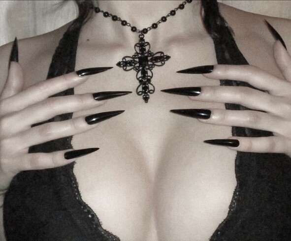 Y2K gothic takma tırnak siyah