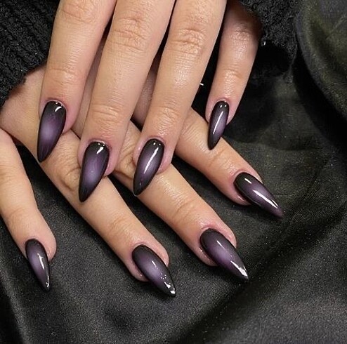 purple aura nails / mor takma tırnak Y2K